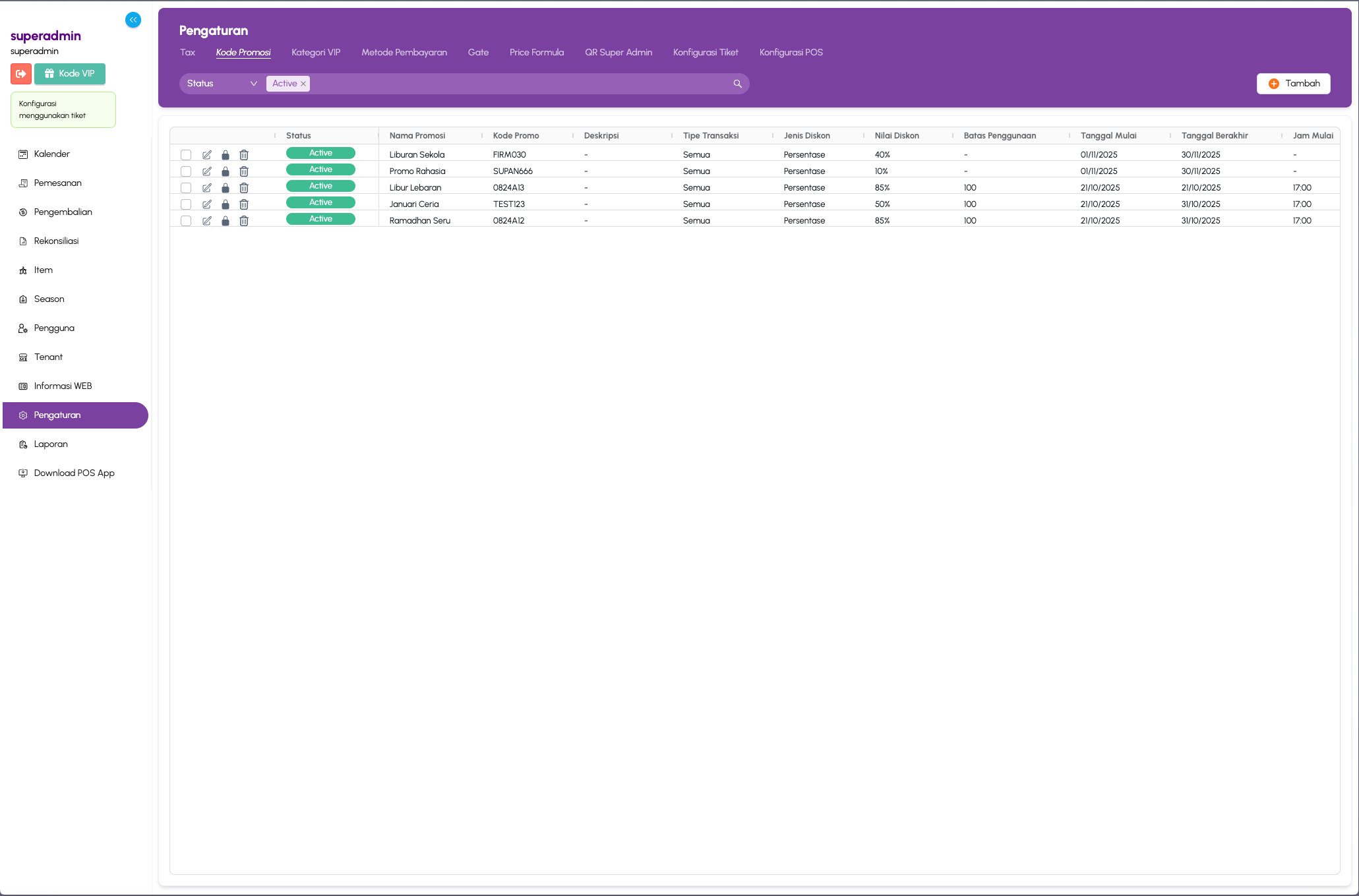 Promotion Discount Settings
